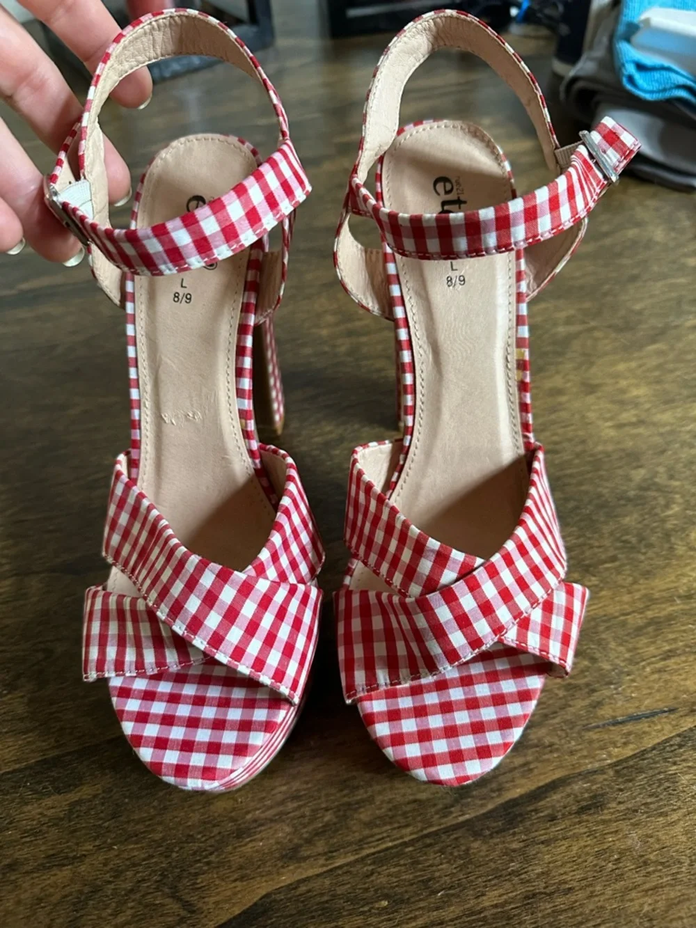 Rue21 Red and White Gingham Platform Heels
